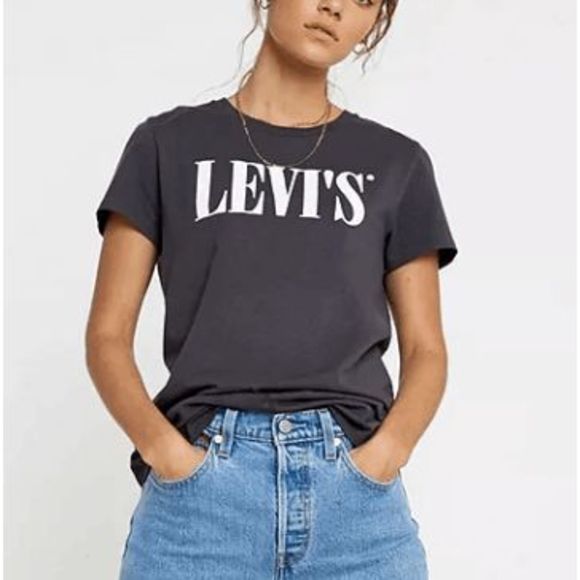 Levi's Perfect Tee Serif Logo T-Shirt Women's Size Large - Picture 1 of 12